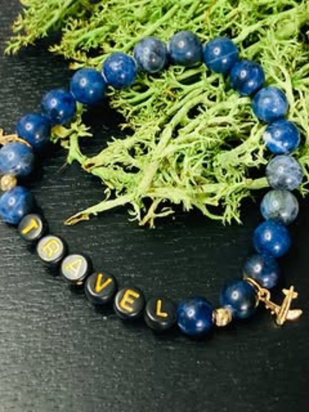 Travel By Plane * Blue Solidate Beads